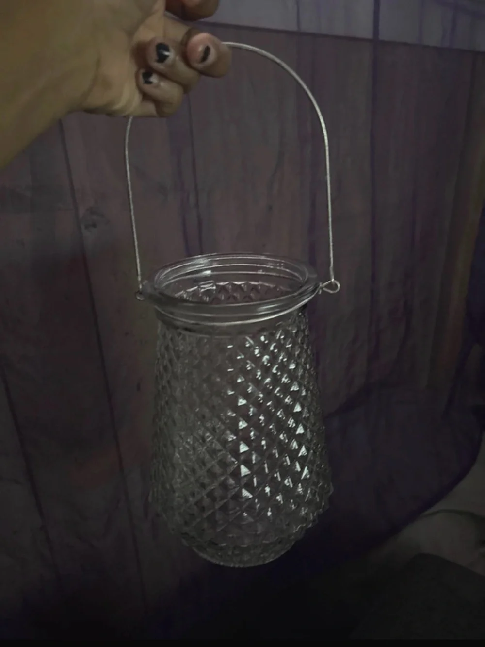 Clear Textured Glass Hanging Lantern - Home Accents